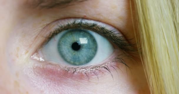 Πυροβολισμό Μακρο Βίντεο Γυναίκα Πράσινα Μάτια Μερική Άποψη — Αρχείο Βίντεο