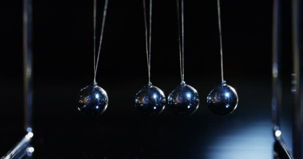 Pendulum Made Steel Balls Mark Time Slowmotion — Stock Video