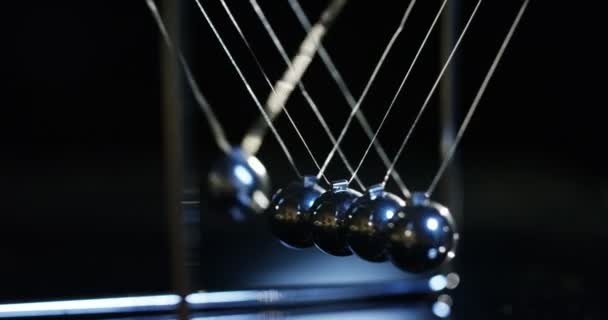 Pendulum Made Steel Balls Mark Time Slowmotion — Stock Video