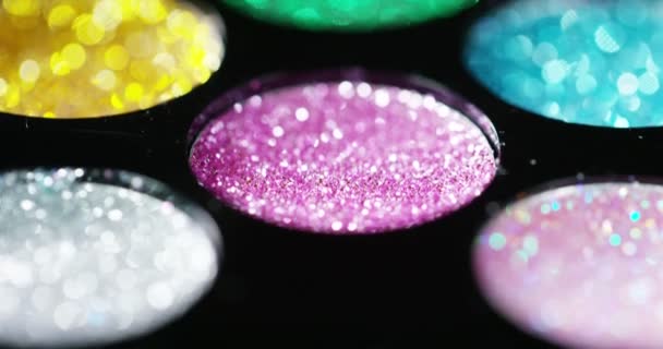 Vidéo Paillettes Lumineuses Colorées Boîtes Concept Maquillage — Video