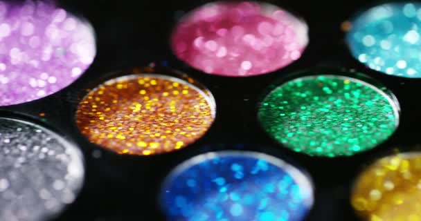 Vidéo Paillettes Lumineuses Colorées Boîtes Concept Maquillage — Video
