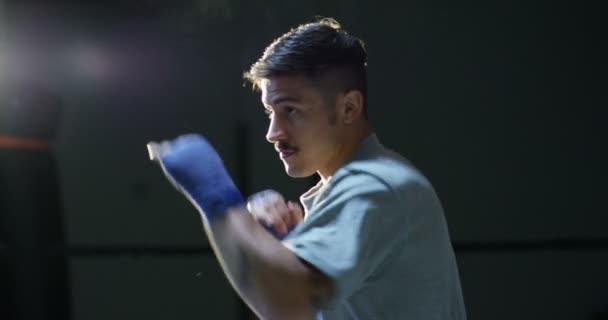 Sehari Olahraga Tinju Petinju Profesional Adalah Pertempuran Dan Pelatihan Sarung — Stok Video