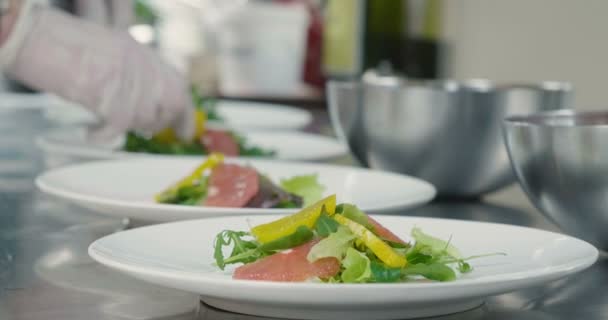 Procedimientos Restauración Sellos Preparación Platos Restaurantes Concepto Elegancia Lujo Comida — Vídeo de stock