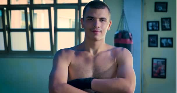 Jeden Den Boxerské Tělocvičně Profesionální Boxer Jsou Boj Školení Boxerské — Stock video