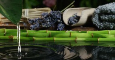 güzel su ve mumlar spa ve sağlıklı yaşam kompozisyon relax ve meditation.water aşırı yavaş motion.concept içinde ateş