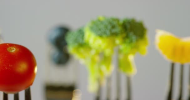 Frutas Hortaliças Tipicamente Presentes Uma Dieta Vegetariana Baixa Caloria Fresca — Vídeo de Stock