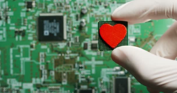 Macro Shot Chip Futuristic Modern Advanced Technology System Circuit Used — Stock Video