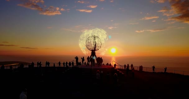 Luftaufnahme Des Sonnenuntergangs Man Eine Riesige Welt Und Unter Menschen — Stockvideo