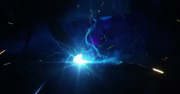 Blacksmith Welder His Welder Welding Steel Iron Extreme Slow Motion — Stock Video