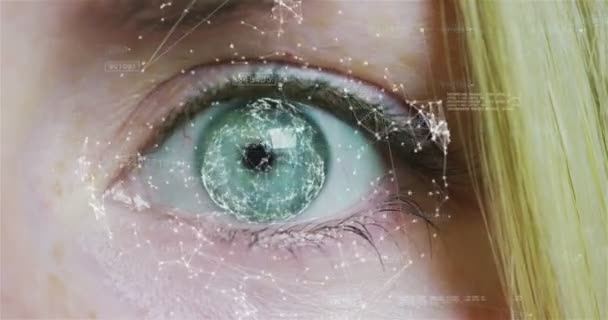 Menschliche Auge Scan Technologie Schnittstelle Animation Blaues Menschliches Auge Extremen — Stockvideo