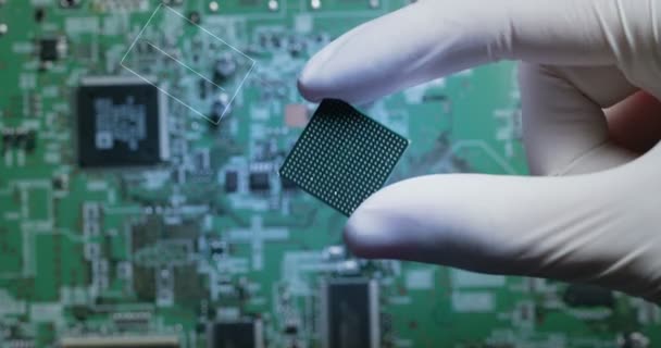 Macro Shot Chip Futurista Moderno Sistema Tecnología Avanzada Circuito Utiliza — Vídeos de Stock