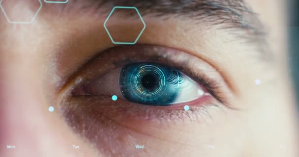 Macro Eye Aplicación Gráfica Futurista Resolución Ser Humano Visión Futurista — Vídeo de stock