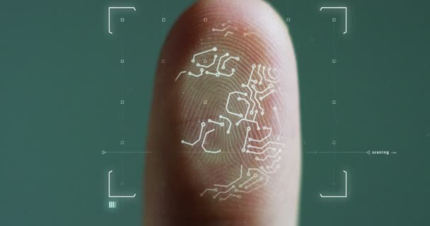 Футуристична Цифрова Обробка Біометричного Сканера Відбитків Пальців Концепція Спостереження Сканування — стокове відео