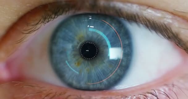 Macro Eye Aplicación Gráfica Futurista Resolución Ser Humano Visión Futurista — Vídeos de Stock