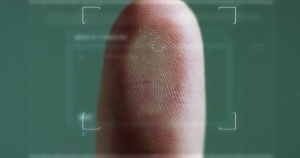 Elaborazione Digitale Futuristica Dello Scanner Impronte Digitali Biometriche Concetto Sorveglianza — Video Stock