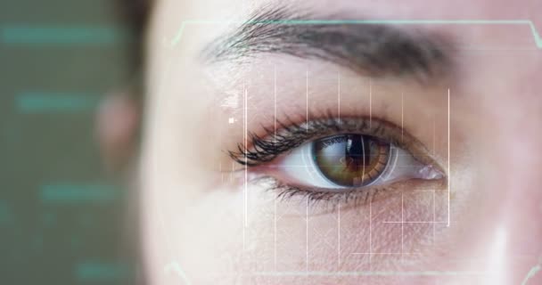 Human Eye Scan Technology Interface Animation Olho Humano Macro Extrema — Vídeo de Stock