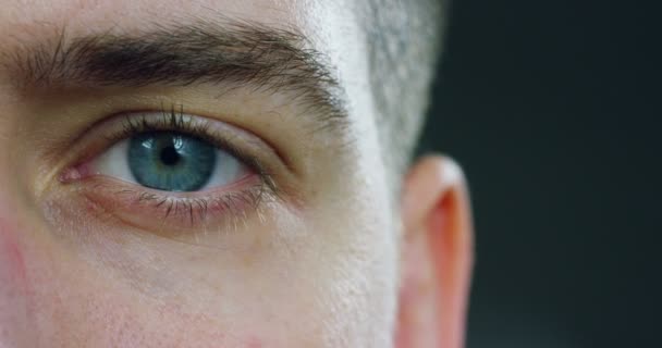 Makroblaues Auge Mit Erweiterter Pupille Konzept Der Sauberen Und Klaren — Stockvideo