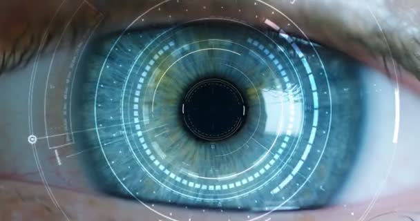 Macro Occhio Risoluzione Futuristica Implementazione Grafica Essere Umano Visione Futuristica — Video Stock