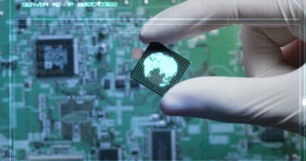Macro Shot Chip Futurista Moderno Sistema Tecnología Avanzada Circuito Utiliza — Vídeo de stock