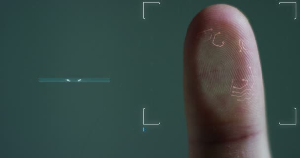 Procesamiento Digital Futurista Del Escáner Biométrico Huellas Digitales Concepto Vigilancia — Vídeos de Stock