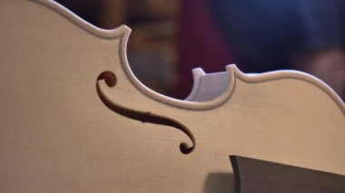 Profesyonel keman asıl kendi elleri ile bir keman yapar, kullanan bir temiz ağaç Ladin, çam, Gözlük, uçaklar, dizeleri tunes. Konsept: manevi enstrüman, el yapımı, sanat, müzik, melodi, ses.