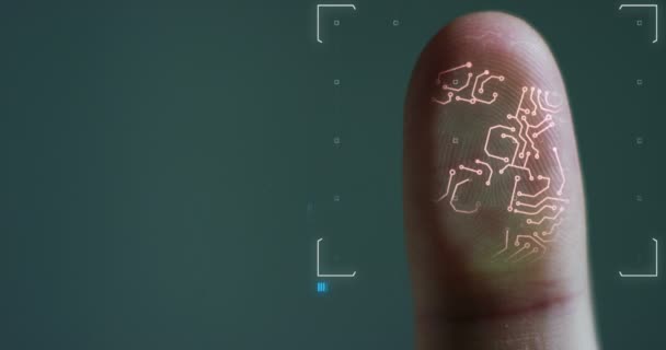 Futuristische Digitale Verarbeitung Biometrischer Fingerabdruckscanner Konzept Der Überwachung Und Sicherheitsüberprüfung — Stockvideo