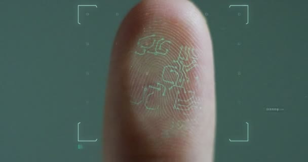 Elaborazione Digitale Futuristica Dello Scanner Impronte Digitali Biometriche Concetto Sorveglianza — Video Stock