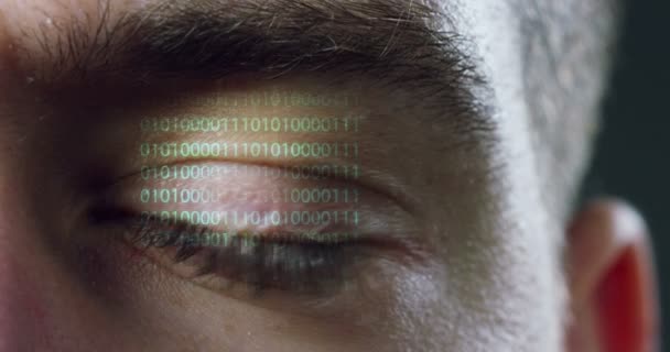 Ludzkie Oko Skanowanie Technologia Interfejs Animacji Niebieski Oko Człowieka Ekstremalnych — Wideo stockowe
