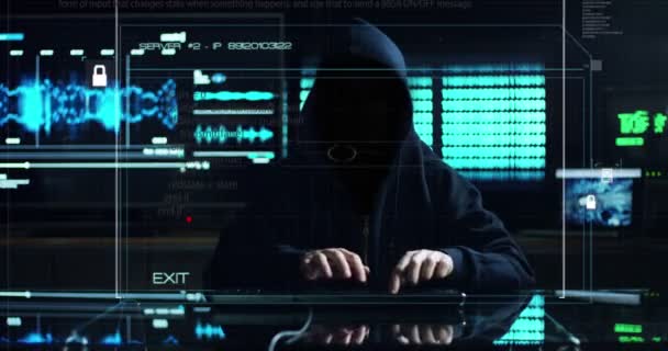 Hacker Tries Enter System Using Codes Numbers Find Out Security — Stock Video