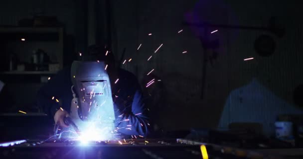 Blacksmith Welder Its Grinding Smooths Steel Iron Extreme Slow Motion — Stock Video