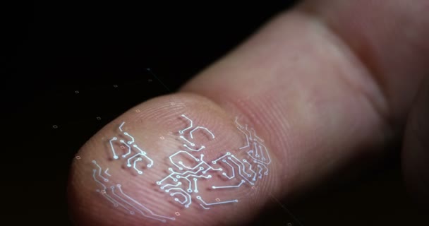 Futuristic Digital Processing Biometric Fingerprint Scanner Concept Surveillance Security Scanning — Stock Video