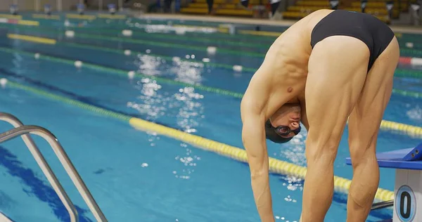 Professional Swimmer Googles Trains Effort Dedication Win Race Swimming Freestyle — Stock Photo, Image