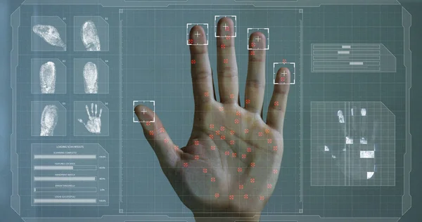 Сканування Біометричної Ідентичності Відбитків Пальців Концепція Майбутнього Безпеки Контролю Паролів Стокова Картинка