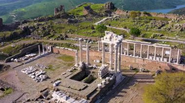 Pergamon ancient city - 4k image of the Pergamon ancient city in Izmir Bergama