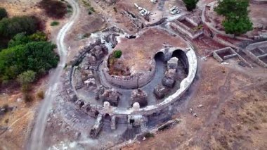 Asklepion Ancient City in Pergamon  Historical Ruins of Healing Center4K aerial and ground footage of Asklepion Ancient City in Pergamon (Bergama, Turkey)