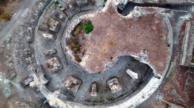 Asklepion Ancient City in Pergamon  Historical Ruins of Healing Center4K aerial and ground footage of Asklepion Ancient City in Pergamon (Bergama, Turkey)