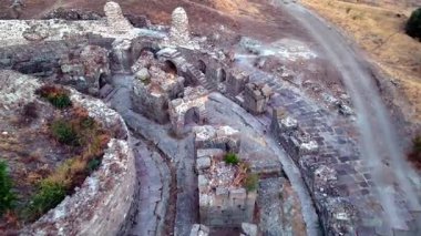 Asklepion Ancient City in Pergamon  Historical Ruins of Healing Center4K aerial and ground footage of Asklepion Ancient City in Pergamon (Bergama, Turkey)