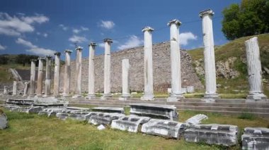 Asklepion Ancient City in Pergamon  Historical Ruins of Healing Center4K aerial and ground footage of Asklepion Ancient City in Pergamon (Bergama, Turkey)
