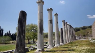 Asklepion Ancient City in Pergamon  Historical Ruins of Healing Center4K aerial and ground footage of Asklepion Ancient City in Pergamon (Bergama, Turkey)
