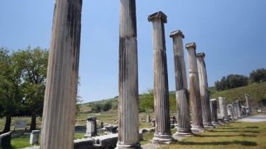 Asklepion Ancient City in Pergamon  Historical Ruins of Healing Center4K aerial and ground footage of Asklepion Ancient City in Pergamon (Bergama, Turkey)