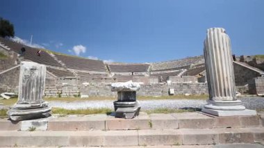 Asklepion Ancient City in Pergamon  Historical Ruins of Healing Center4K aerial and ground footage of Asklepion Ancient City in Pergamon (Bergama, Turkey)