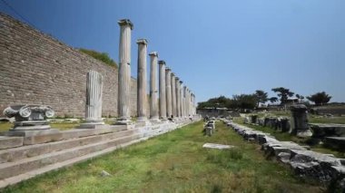 Asklepion Ancient City in Pergamon  Historical Ruins of Healing Center4K aerial and ground footage of Asklepion Ancient City in Pergamon (Bergama, Turkey)