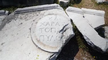 Asklepion Ancient City in Pergamon  Historical Ruins of Healing Center4K aerial and ground footage of Asklepion Ancient City in Pergamon (Bergama, Turkey)