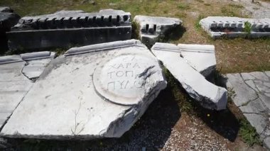 Asklepion Ancient City in Pergamon  Historical Ruins of Healing Center4K aerial and ground footage of Asklepion Ancient City in Pergamon (Bergama, Turkey)