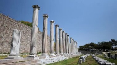 Asklepion Ancient City in Pergamon  Historical Ruins of Healing Center4K aerial and ground footage of Asklepion Ancient City in Pergamon (Bergama, Turkey)
