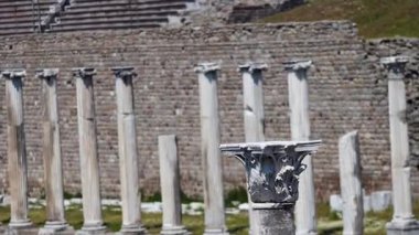 Asklepion Ancient City in Pergamon  Historical Ruins of Healing Center4K aerial and ground footage of Asklepion Ancient City in Pergamon (Bergama, Turkey)