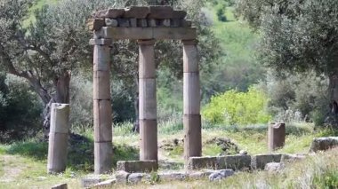 Asklepion Ancient City in Pergamon  Historical Ruins of Healing Center4K aerial and ground footage of Asklepion Ancient City in Pergamon (Bergama, Turkey)