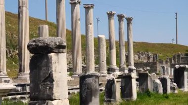 Asklepion Ancient City in Pergamon  Historical Ruins of Healing Center4K aerial and ground footage of Asklepion Ancient City in Pergamon (Bergama, Turkey)