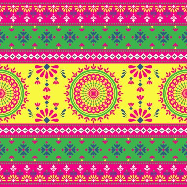 Hint şablonu. Sari kızılderili deseni. Çiçekli Hint desenleri kumaş tasarımında giysi, tekstil, arka plan, duvar kağıdı, nakış, çiçek deseni için kullanılabilir. 