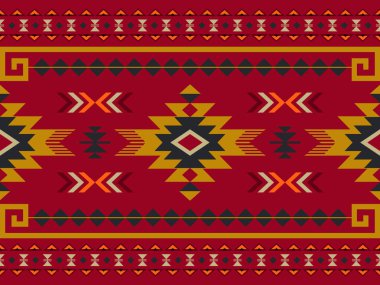 Amerikan Navajo desenli tasarım. Halıdaki etnik süs. Aztek tarzı. Kabile işi. motif. Boho, süs, giysi, tekstil, ambalaj, arkaplan, duvar kağıdı, halı, baskı